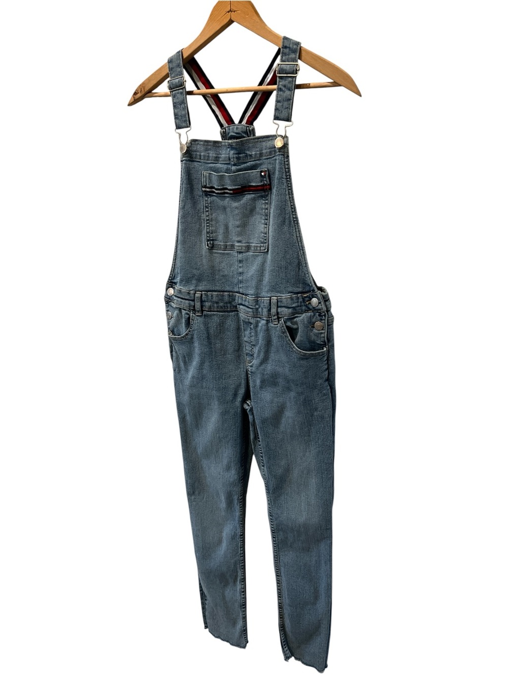 Denim Overalls with Striped Adjustable Straps - Tommy Hilfiger Girls SZ 16